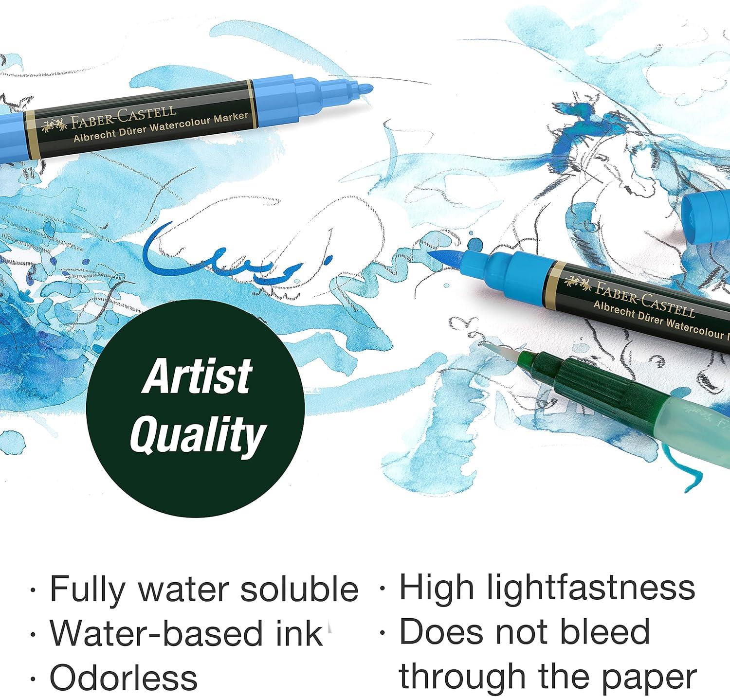 imageFaberCastell Albrecht Durer Watercolor Markers  Urban Sketching  Wallet of 5 Watercolor Brush Markers10 Count