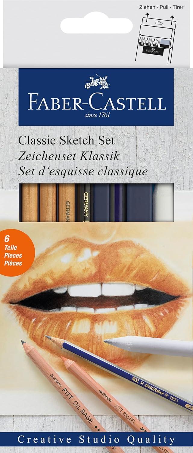 imageFaberCastell Classic Sketch Set  6 Piece Graphite ampamp Pastel Pencil Sketching SetClassic Sketch Set
