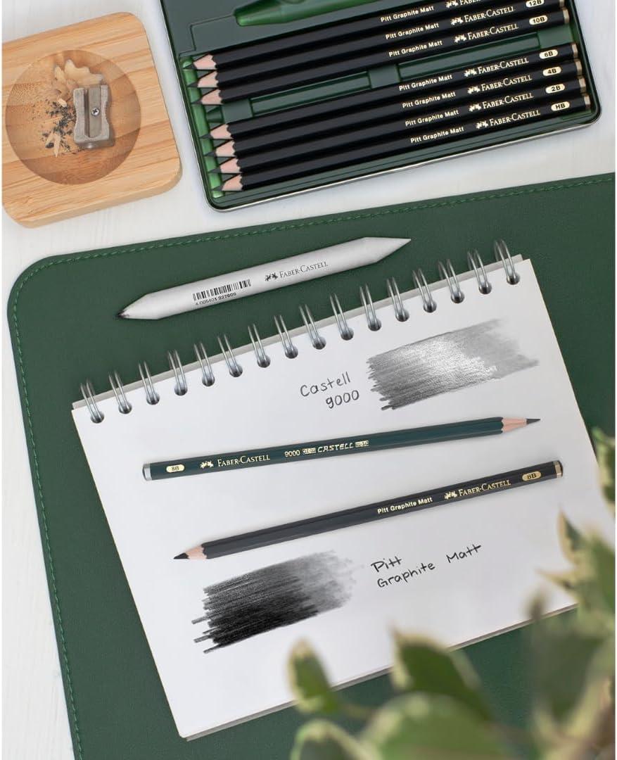 imageFaberCastell Pitt Graphite Matte Pencil Set Metal Tin of 6 Graphite Pencils Sketching and Drawing Pencil Set B 4B 6B 8B 10B 12B1 Count Pack of 11