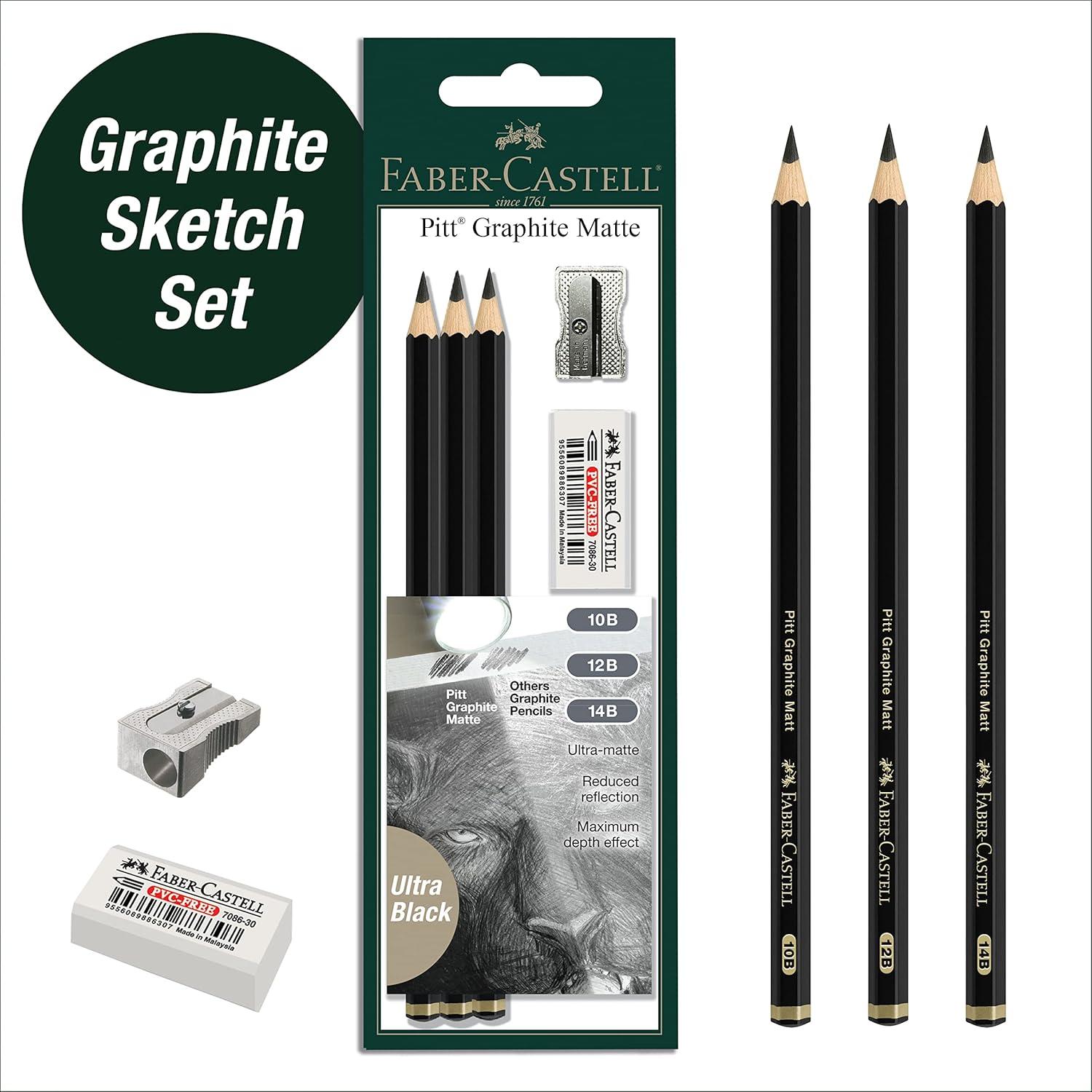imageFaberCastell Pitt Graphite Matte Pencil Set Metal Tin of 6 Graphite Pencils Sketching and Drawing Pencil Set B 4B 6B 8B 10B 12B1 Count Pack of 3
