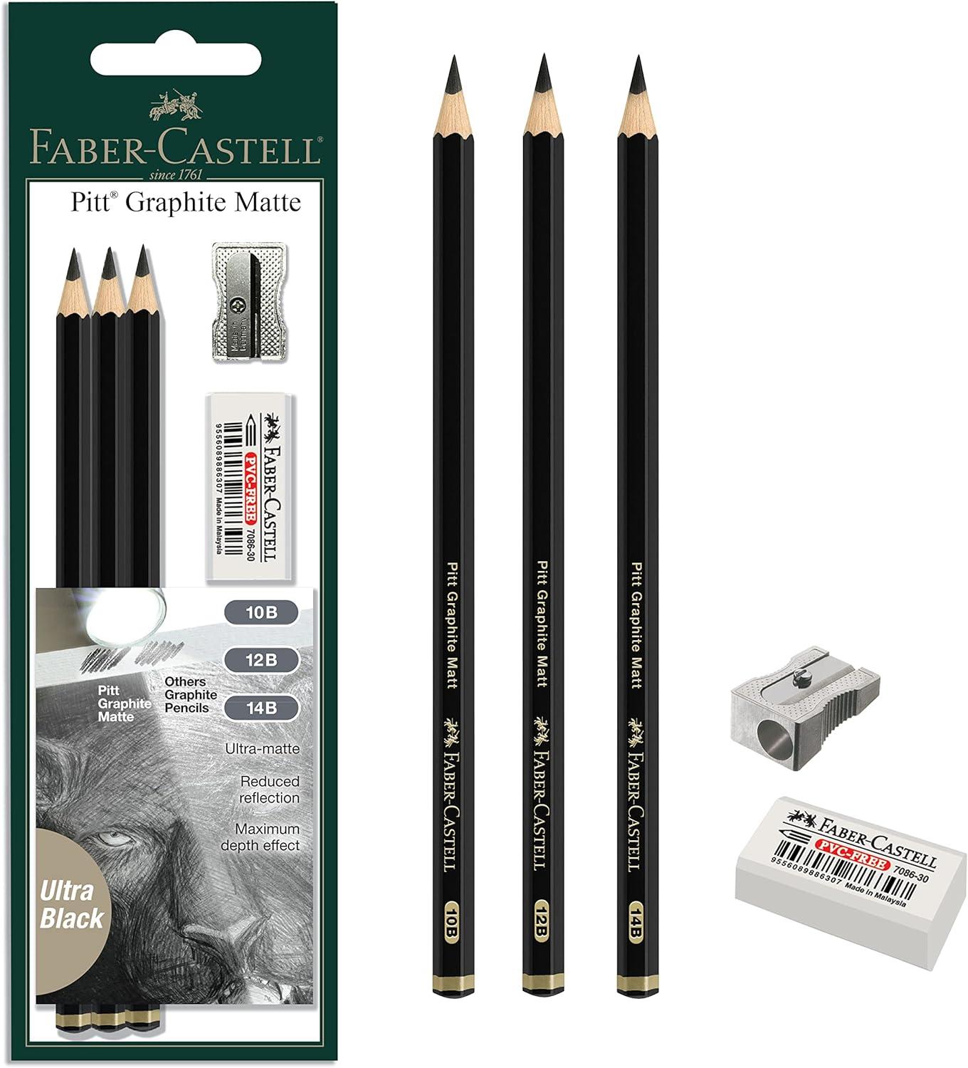 imageFaberCastell Pitt Graphite Matte Pencil Set Metal Tin of 6 Graphite Pencils Sketching and Drawing Pencil Set B 4B 6B 8B 10B 12B1 Count Pack of 3