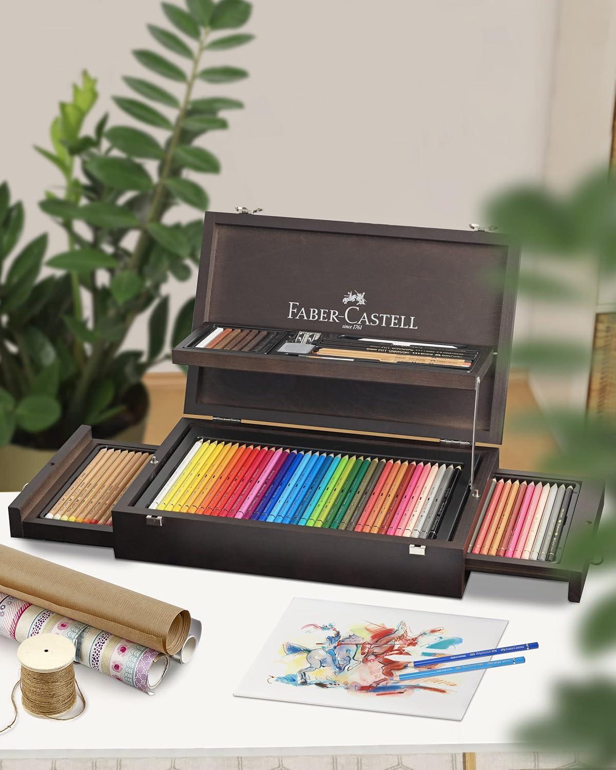 imageFaberCastell Pitt Monochrome Wooden Case Accessories Gift KitCase of 125
