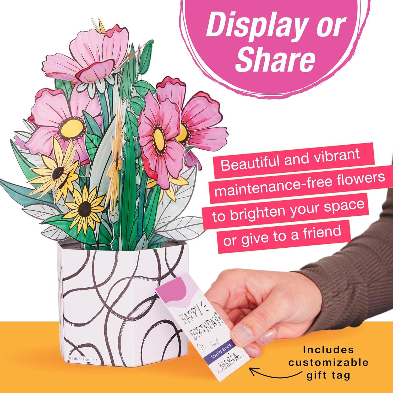 imageFaberCastell Pop Up Coloring Bouquet Pansy  Adult Coloring Crafts Relaxation Gifts for Women DIY Craft Kits for Adults Crafts for Adults and Teens Ages 13Wildflower