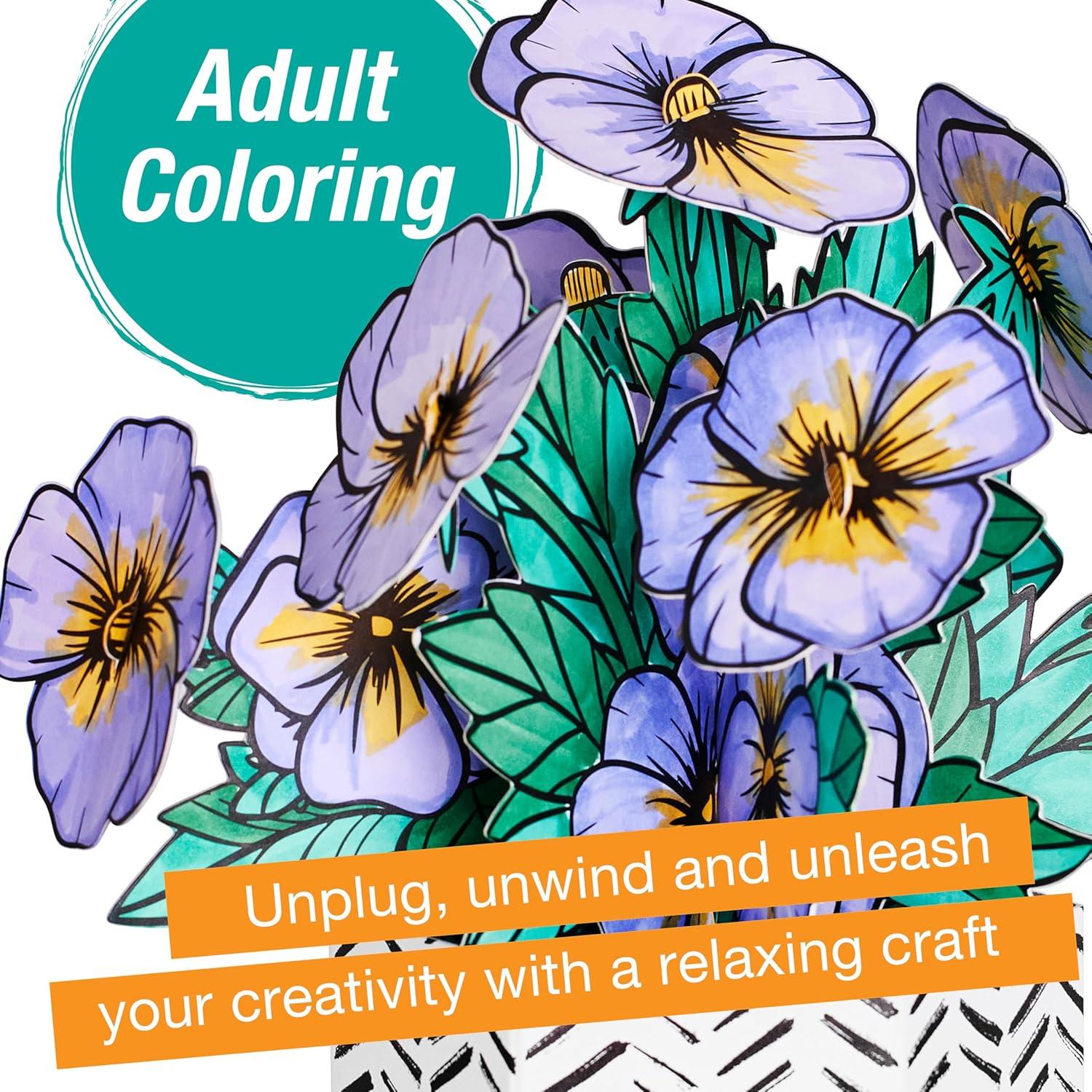 imageFaberCastell Pop Up Coloring Bouquet Pansy  Adult Coloring Crafts Relaxation Gifts for Women DIY Craft Kits for Adults Crafts for Adults and Teens Ages 13Pansy