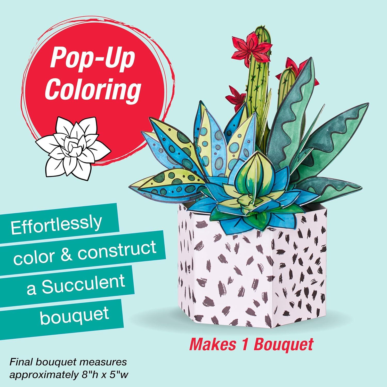 imageFaberCastell Pop Up Coloring Bouquet Pansy  Adult Coloring Crafts Relaxation Gifts for Women DIY Craft Kits for Adults Crafts for Adults and Teens Ages 13Succulent