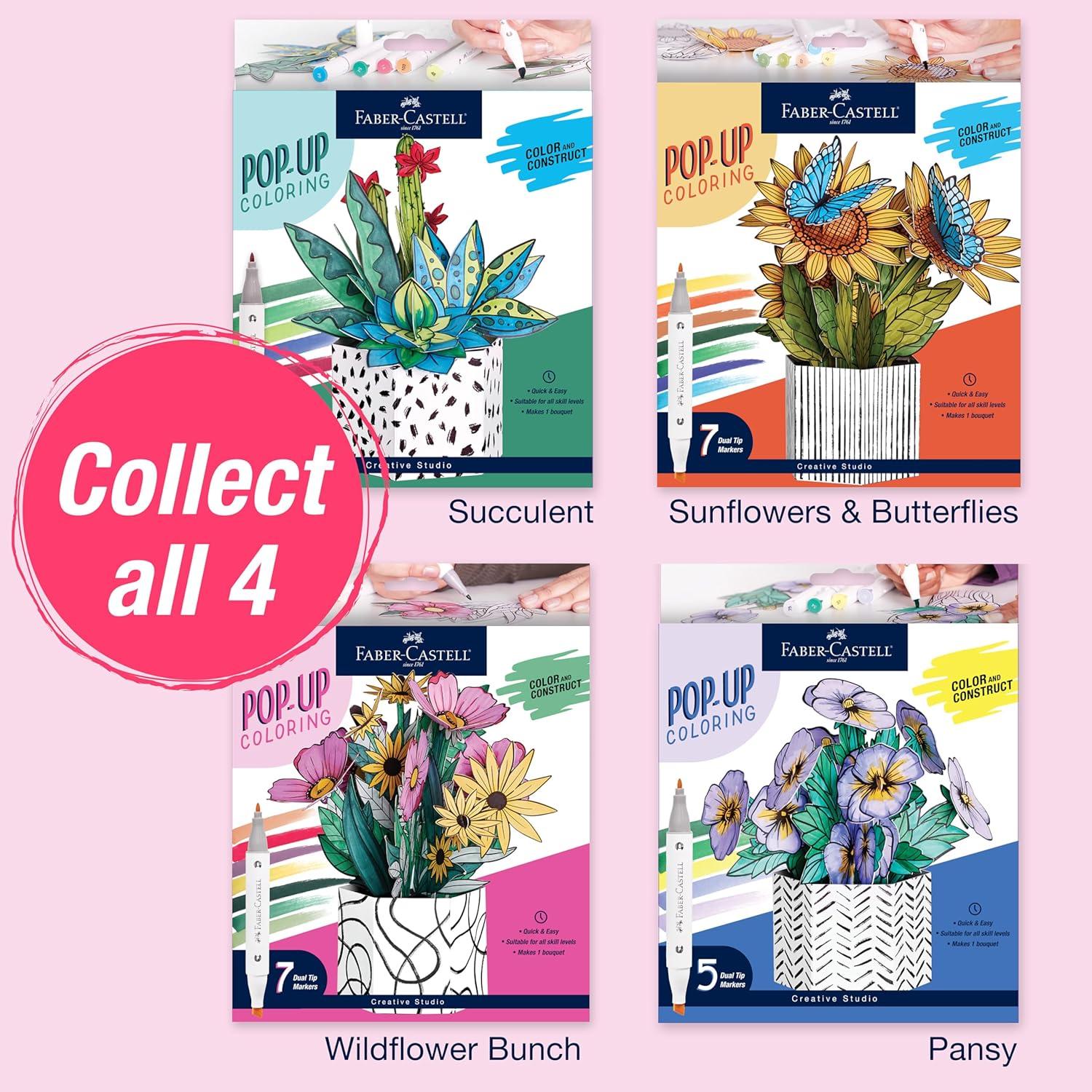 imageFaberCastell Pop Up Coloring Bouquet Pansy  Adult Coloring Crafts Relaxation Gifts for Women DIY Craft Kits for Adults Crafts for Adults and Teens Ages 13Wildflower