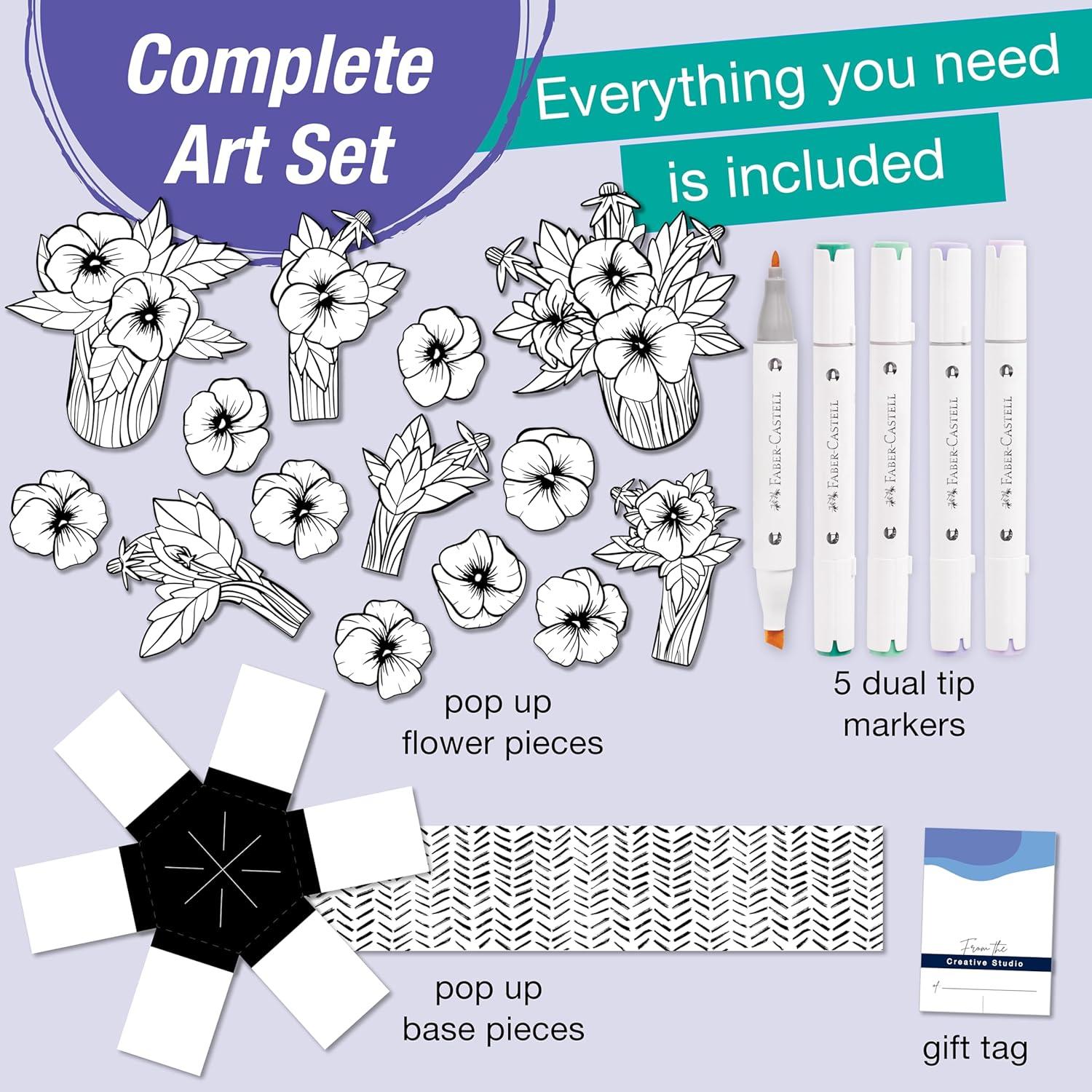 imageFaberCastell Pop Up Coloring Bouquet Pansy  Adult Coloring Crafts Relaxation Gifts for Women DIY Craft Kits for Adults Crafts for Adults and Teens Ages 13Pansy