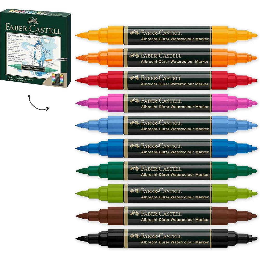 imageFaberCastell Albrecht Durer Watercolor Markers  Urban Sketching  Wallet of 5 Watercolor Brush Markers10 Count