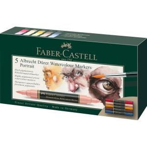imageFaberCastell Albrecht Durer Watercolor Markers  Urban Sketching  Wallet of 5 Watercolor Brush Markers5 Count  Portrait