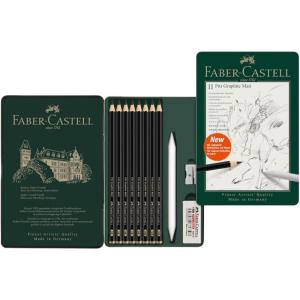imageFaberCastell Pitt Graphite Matte Pencil Set Metal Tin of 6 Graphite Pencils Sketching and Drawing Pencil Set B 4B 6B 8B 10B 12B1 Count Pack of 11