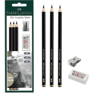 imageFaberCastell Pitt Graphite Matte Pencil Set Metal Tin of 6 Graphite Pencils Sketching and Drawing Pencil Set B 4B 6B 8B 10B 12B1 Count Pack of 3
