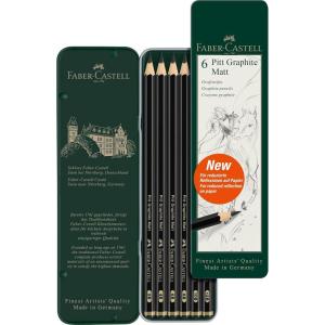 imageFaberCastell Pitt Graphite Matte Pencil Set Metal Tin of 6 Graphite Pencils Sketching and Drawing Pencil Set B 4B 6B 8B 10B 12B1 Count Pack of 6