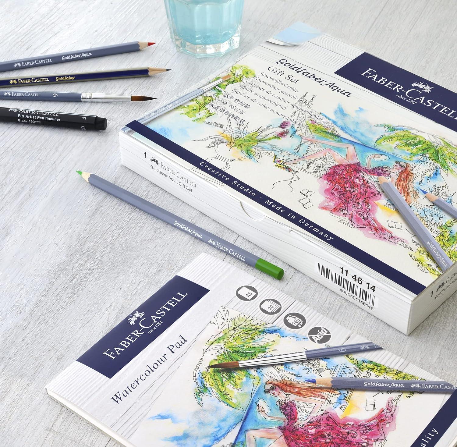 imageFaberCastell Goldfaber Aqua Watercolor Gift Set  Watercolor Pencils for Adults Includes Watercolor Paper and Accessories1 Count Pack of 1