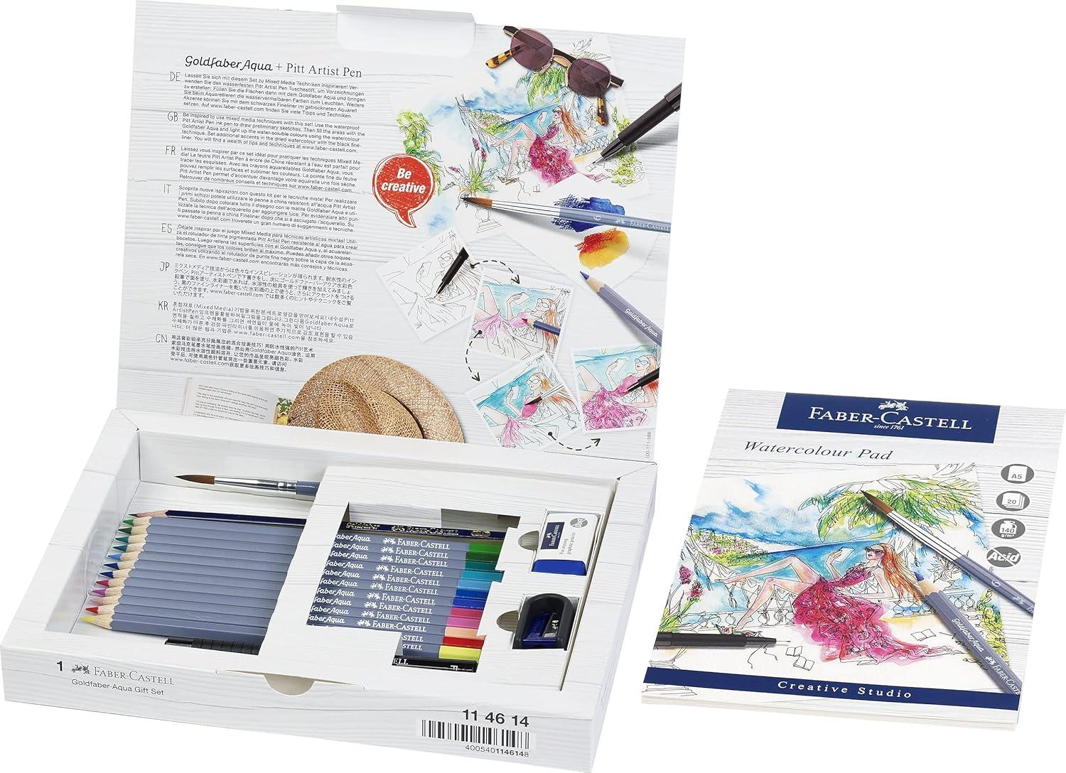 imageFaberCastell Goldfaber Aqua Watercolor Gift Set  Watercolor Pencils for Adults Includes Watercolor Paper and Accessories1 Count Pack of 1