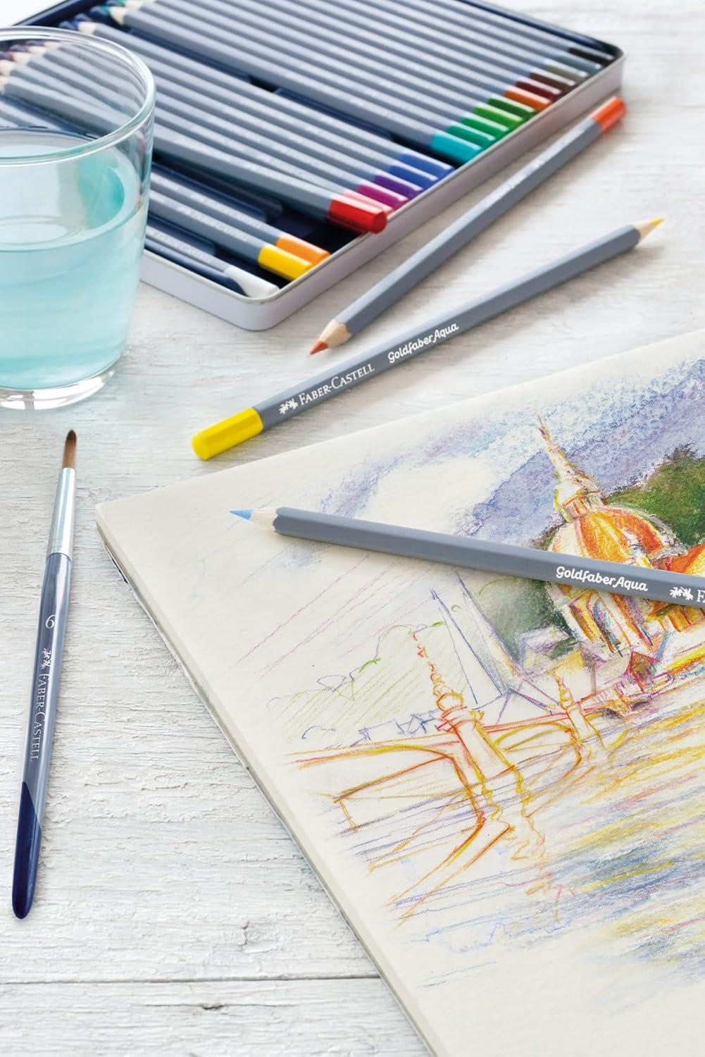 imageFaberCastell Goldfaber Aqua Watercolor Gift Set  Watercolor Pencils for Adults Includes Watercolor Paper and Accessories24 Count Pack of 1