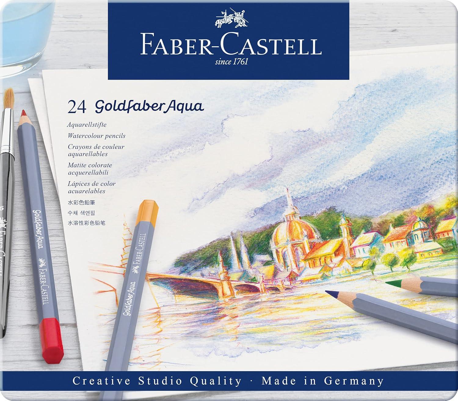 imageFaberCastell Goldfaber Aqua Watercolor Gift Set  Watercolor Pencils for Adults Includes Watercolor Paper and Accessories24 Count Pack of 1