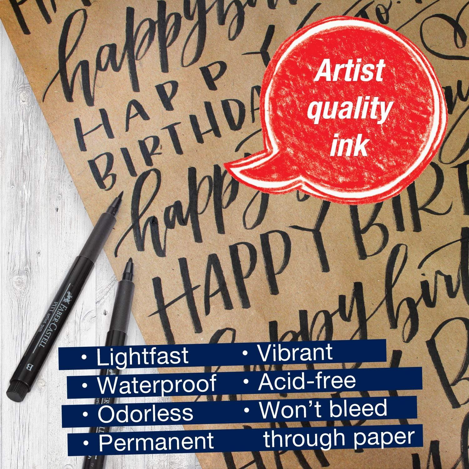 imageFaberCastell Pitt Artist Pen Hand Lettering Set  4 Modern Calligraphy and Lettering Markers In Assorted Nibs Black and Red ColorsBlack Lettering