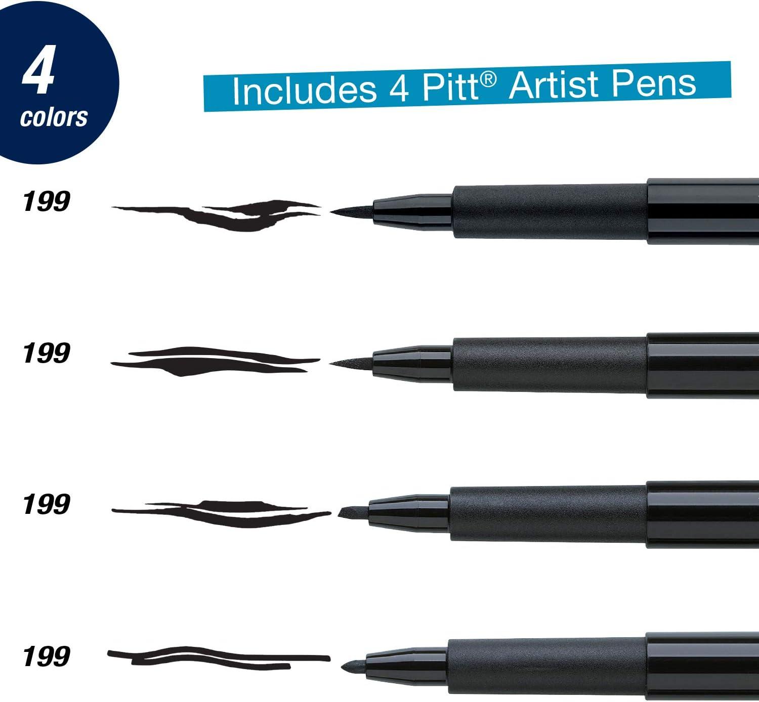 imageFaberCastell Pitt Artist Pen Hand Lettering Set  4 Modern Calligraphy and Lettering Markers In Assorted Nibs Black and Red ColorsBlack Lettering