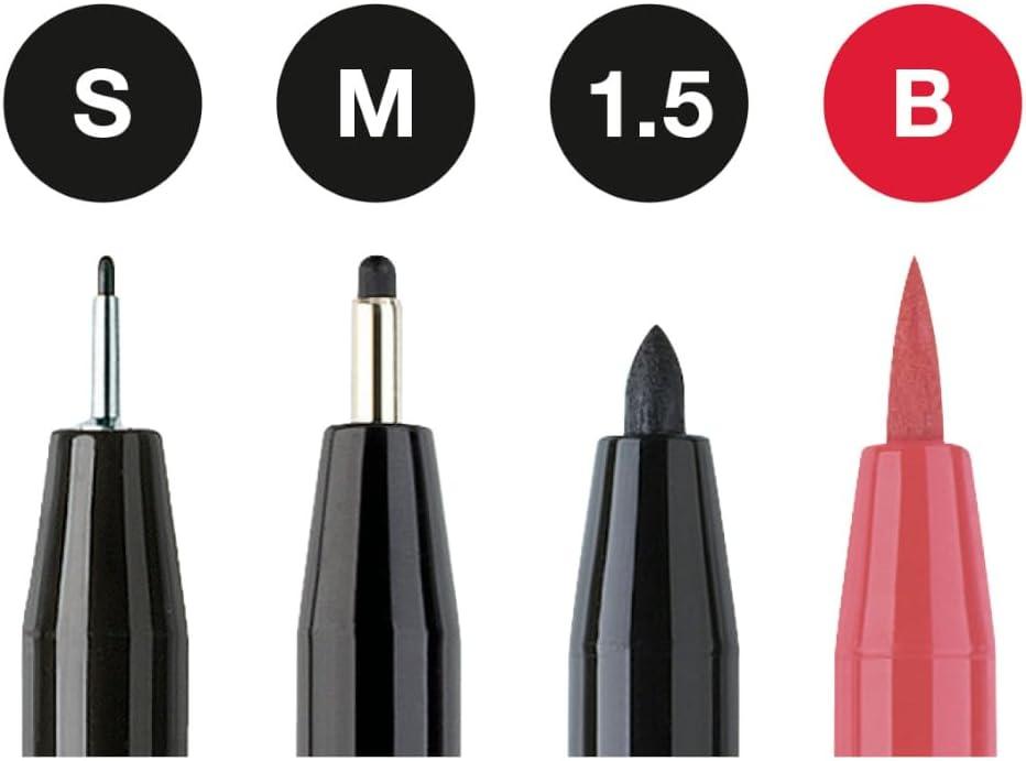 imageFaberCastell Pitt Artist Pen Hand Lettering Set  4 Modern Calligraphy and Lettering Markers In Assorted Nibs Black and Red ColorsBlackRed