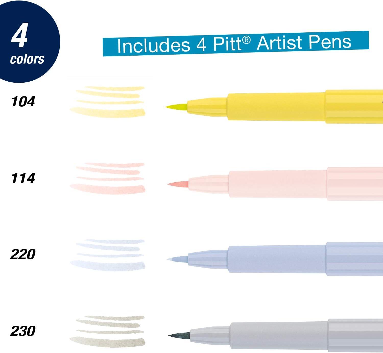 imageFaberCastell Pitt Artist Pen Hand Lettering Set  4 Modern Calligraphy and Lettering Markers In Assorted Nibs Black and Red ColorsPastels