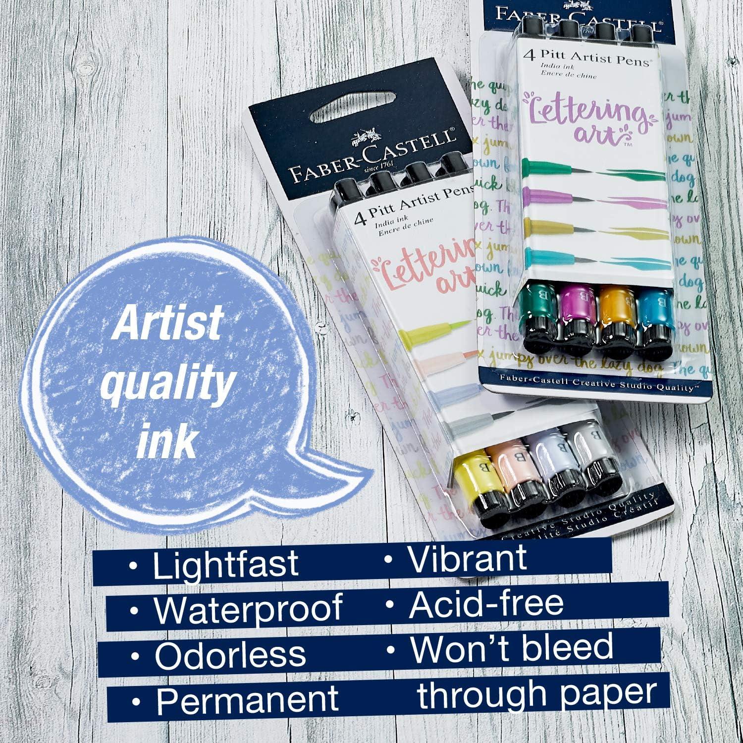 imageFaberCastell Pitt Artist Pen Hand Lettering Set  4 Modern Calligraphy and Lettering Markers In Assorted Nibs Black and Red ColorsPastels