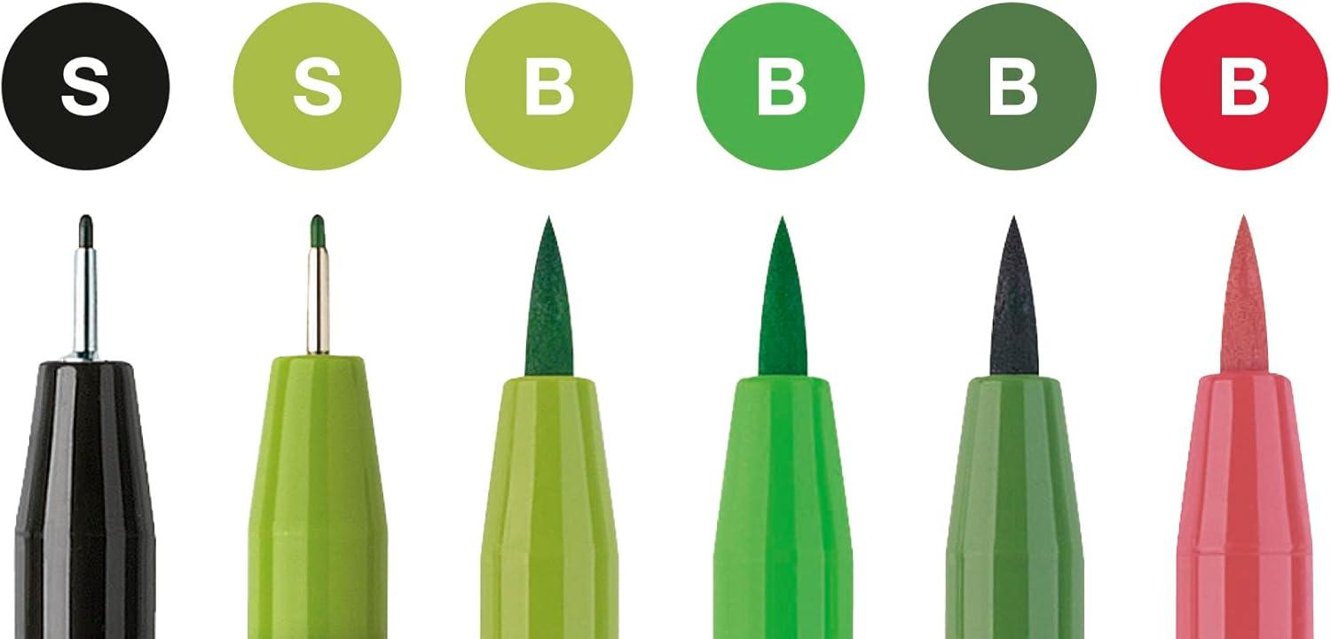 imageFaberCastell Pitt Artist Pen Hand Lettering Set  6 Modern Calligraphy and Lettering Markers in Assorted Nibs and Colors Be BoldGreenRed 6 Count