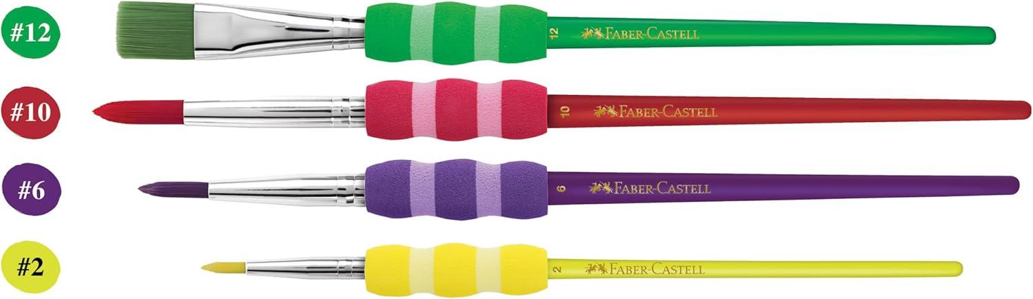 imageFaberCastell Soft Grip Paint Brush Set  Kids Paint Brushes  4 Assorted Paintbrushes for Watercolor and Tempera Paint F1816004 Soft Grip Brushes