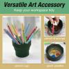 imageFaberCastell Clic ampamp Go Artist Water Cup Dark Green  TravelFriendly Collapsible Brush Cleaner Tool with Brush Stand Scalloped Rim NonSlip Base Portable Palette ampamp Rinser1 Count Pack of 1