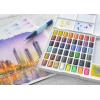 imageFaberCastell Portable Watercolor Palette Paint Set  48 Water Colors in Half Pans with Mixing Palette and Painting Accessories Travel Watercolor Brush and Sponge1 Count Pack of 1