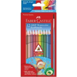 imageFaberCastell  Grip Watercolor Ecopencils  Premium Art Supplies for Kids 24 Count12 Count  Paintbrush