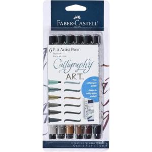 imageFaberCastell Calligraphy Pitt Artist Pen Set  6 Subtle Toned Calligraphy PensSubtle Colors