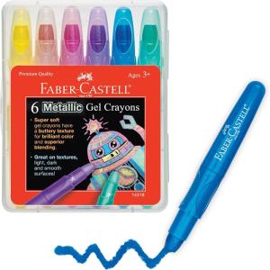 imageFaberCastell Gel Crayons  12 Vibrant Colors in Durable Storage Case6 Metallic Colors