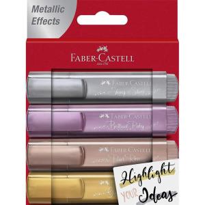 imageFaberCastell Metallic Highlighters  4 Glitter Highlighter Pens for Journaling and Note Taking Study Supplies4 Metallic Colors Original