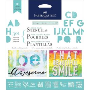 imageFaberCastell Mixed Media Paper Stencils  301 Collection  10 Reusable Lettering StencilsLettering I