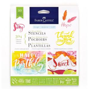 imageFaberCastell Mixed Media Paper Stencils  301 Collection  10 Reusable Lettering StencilsLettering II