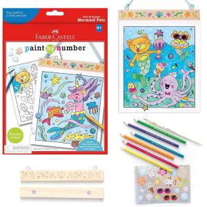 imageFaberCastell Paint by Number Sweets  Kids Watercolor Paint by Number Craft for Ages 68Mermaid Pets