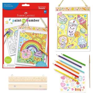 imageFaberCastell Paint by Number Sweets  Kids Watercolor Paint by Number Craft for Ages 68Sweets