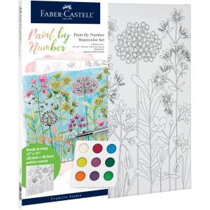 imageFaberCastell Watercolor Paint by Number Farmhouse Floral  DIY Number Painting on Canvas Kit for AdultsFarmhouse Floral
