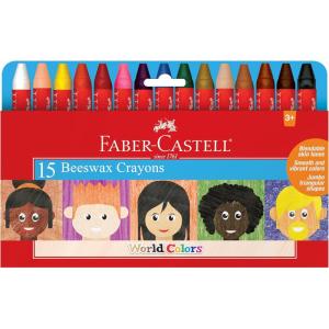 imageFaberCastell World Colors Beeswax Crayons  15 Count 9 Traditional and 6 Skin Color Crayons  Multicultural Crayons for Kids15 Count Multicultural