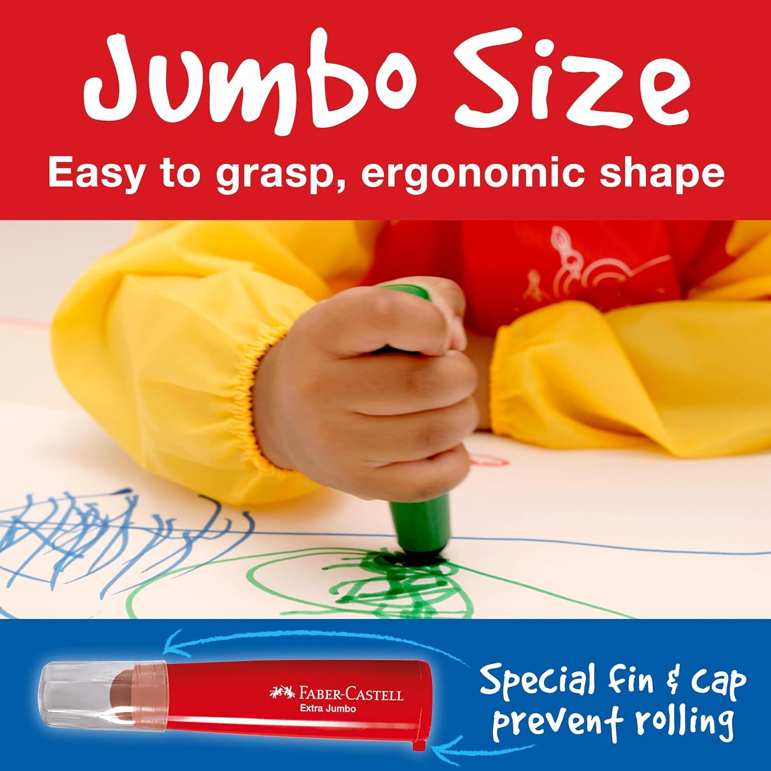 imageFaberCastell Little Creatives Extra Jumbo Ultra Washable Markers for Kids  6 Colors Back to School Supplies Art Supplies for Kids Toddlers Preschool Ages 3