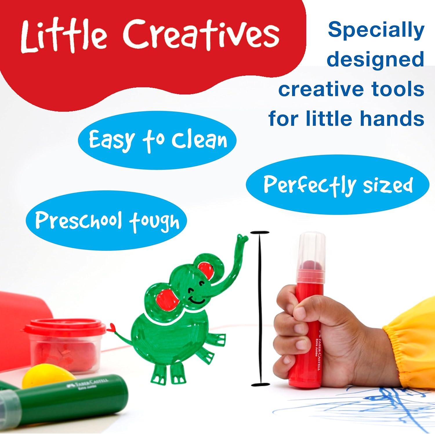 imageFaberCastell Little Creatives Extra Jumbo Ultra Washable Markers for Kids  6 Colors Back to School Supplies Art Supplies for Kids Toddlers Preschool Ages 3