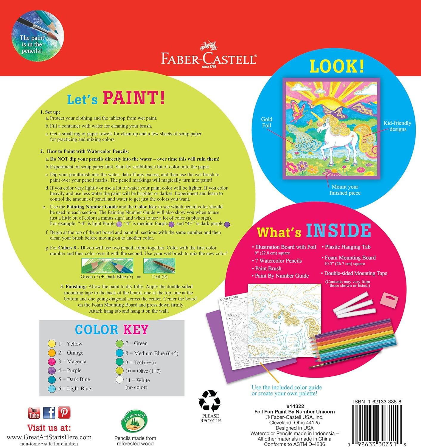 imageFaberCastell Paint by Number Foil Fun  Unicorns  Color and Display 1 Unicorn Paint by Number BoardMermaids
