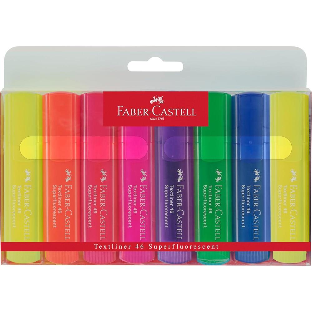 imageFaberCastell Fluorescent Highlighter Set  8 Chisel Tip Highlighter Pens in Assorted Neon Colors1 Count Pack of 8