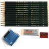 imageFaberCastell 9000 Graphite Sketch Pencil Art Set 8B  2H with Kneaded Art Eraser Large Dust Free Eraser and Sharpener