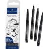 imageFaberCastell Pitt Artist Pen Black Manga Drawing Kit  4 Count Assorted Nibs  Anime and Manga Drawing Kit4 Manga Black B F S and XS Nibs