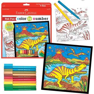 imageFaberCastell Color by Number Foil Fun  TRex  Color and Display 1 Dinosaur Color by Number BoardTRex