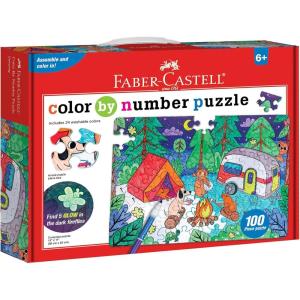 imageFaberCastell Color by Number Puzzle Camping  100 Pieces DIY Coloring Puzzle Set for Kids Ages 6Camping