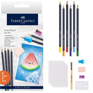 imageFaberCastell Colored Pencil Art Set  6 Coloring Pencils and 5 Drawing Tools Art Set for Adults