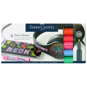 imageFaberCastell Creative Markers 6 Neon Colors MultiSurface Paint Pen Markers Neon Fluorescent Colors Glows Under Black Light