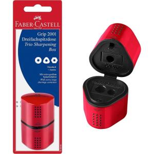 imageFaberCastell Grip Trio Manual Pencil Sharpener Red or Blue  Graphite Jumbo and Colored Pencil Sharpener